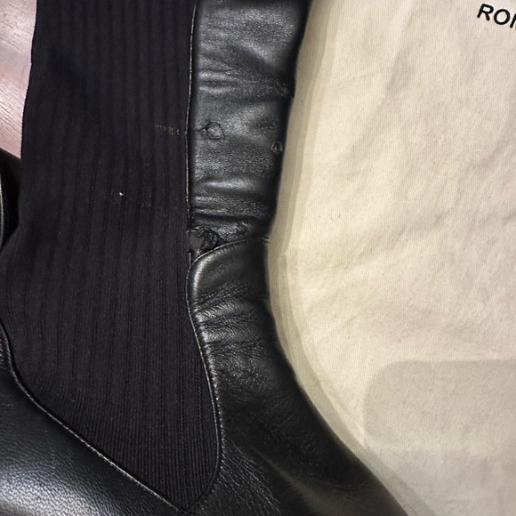 Fendi thigh high sock boots. Flats. Size 36 1/2. Logo black leather F0554 25 mm. - Picture 6 of 15